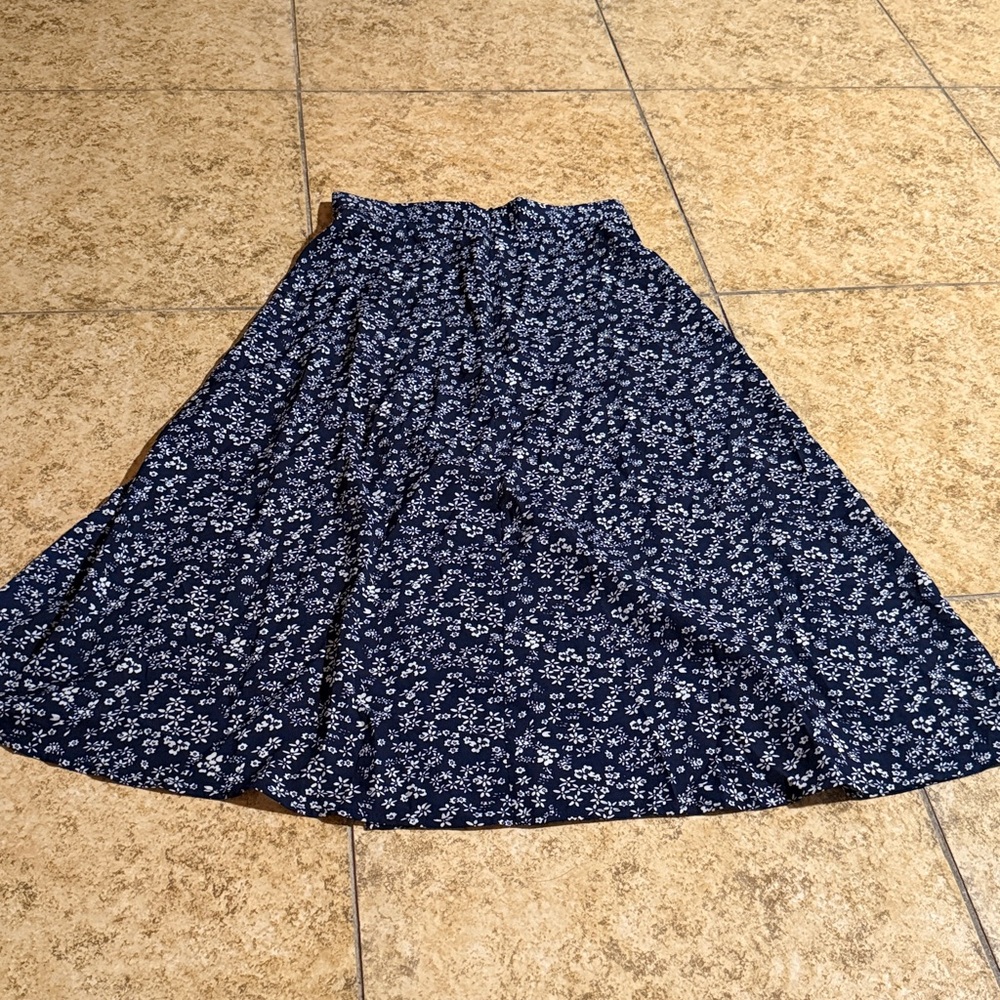 SHEIN Navy Floral A-Line Skirt